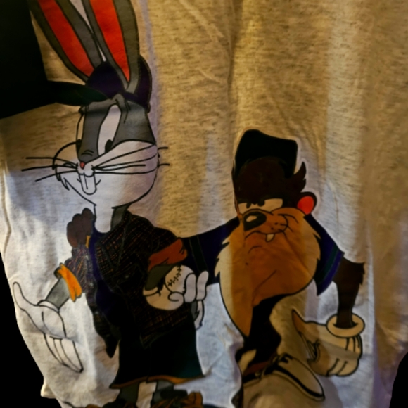 Vintage 1990s LOONEY TUNES Grey Button Up Baseball JERSEY T-Shirt - Picture 4 of 4